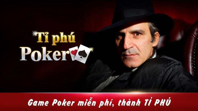 Giao diện chính của trò chơi ông trùm poker với các tính năng nổi bật.