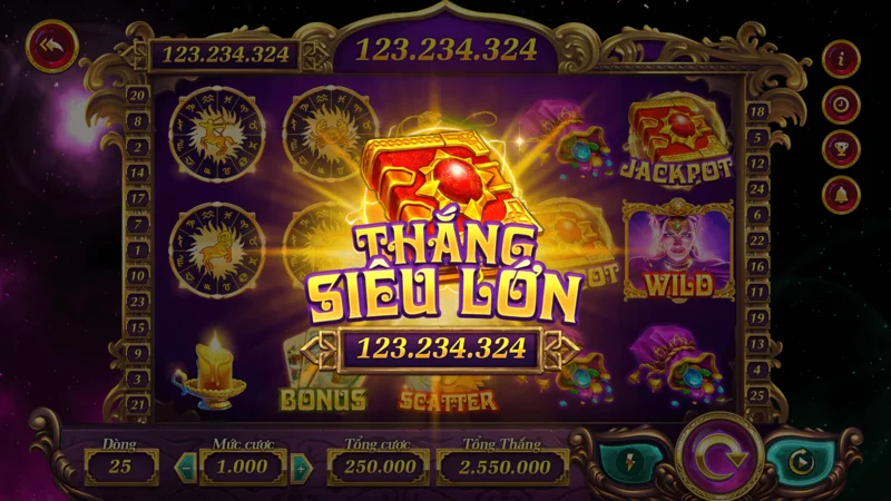 Minh họa các loại payline khác nhau trong một trò chơi slot game.