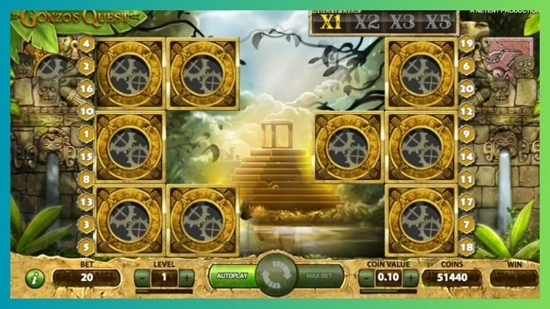 Các giao diện nổi bật từ trò chơi Gonzo’s Quest và MGM Slots Live.