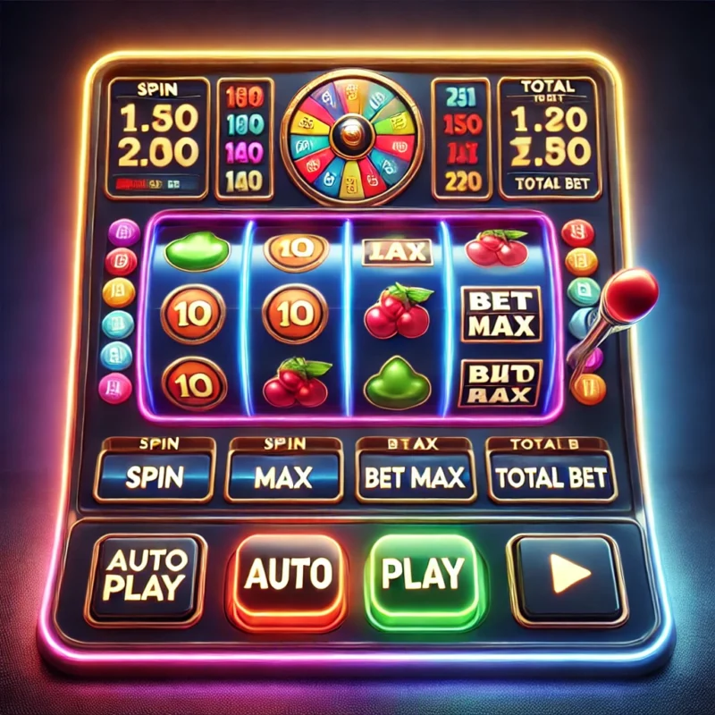 Tùy chọn Auto Play thường nằm ở góc dưới cùng giao diện slot machine